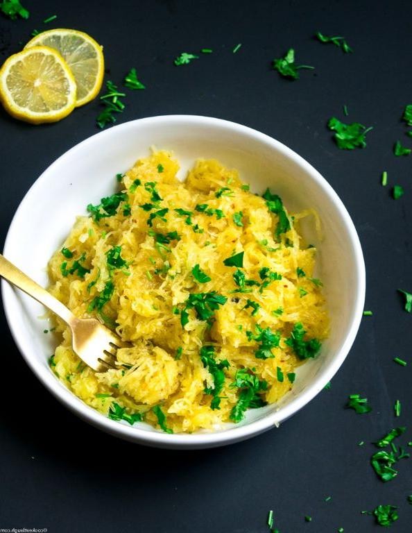 Lemon Garlic Vegan Spaghetti Squash