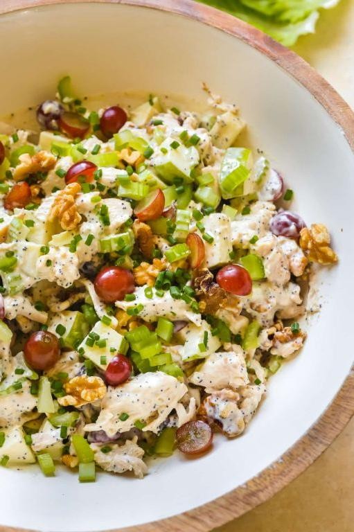 Lemon Poppy Seed Chicken Salad with Grapes and Sunflower Seeds