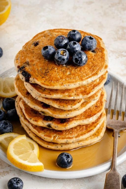Lemon Poppy Seed Oat Flour Pancakes