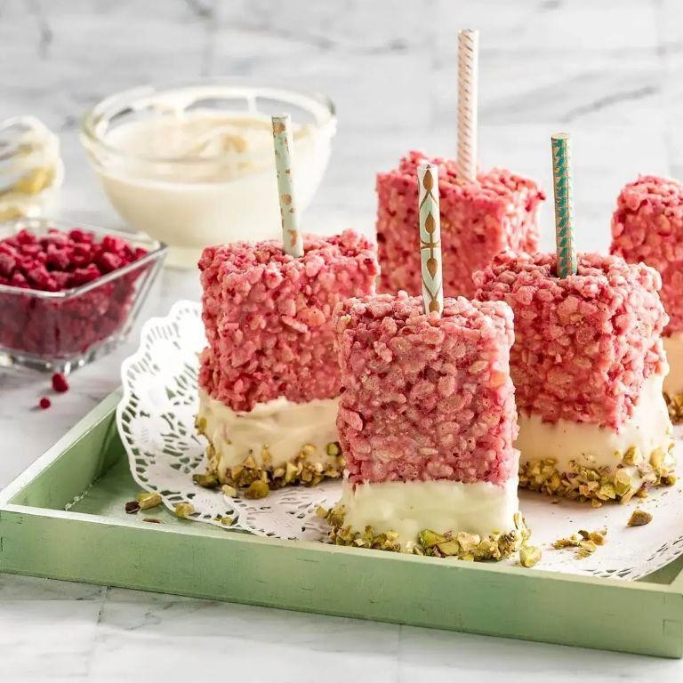 Lemon Raspberry Rice Krispies Treats
