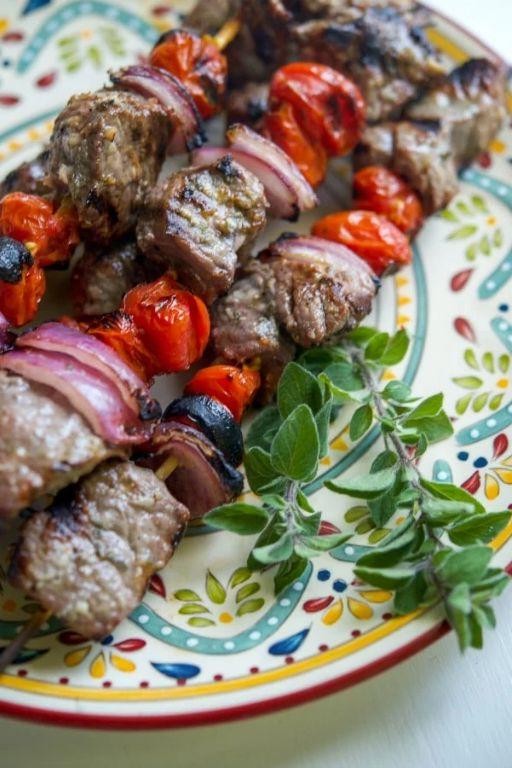 London Broil Kebabs with Mediterranean Vegetables