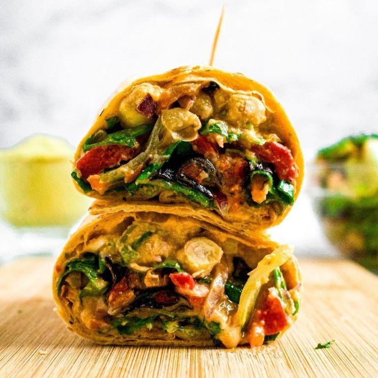 Low Calorie Mediterranean Hummus Wrap