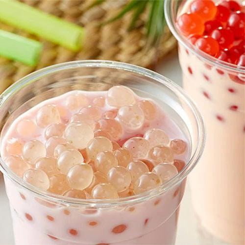 Lychee Bubble Tea with Popping Boba