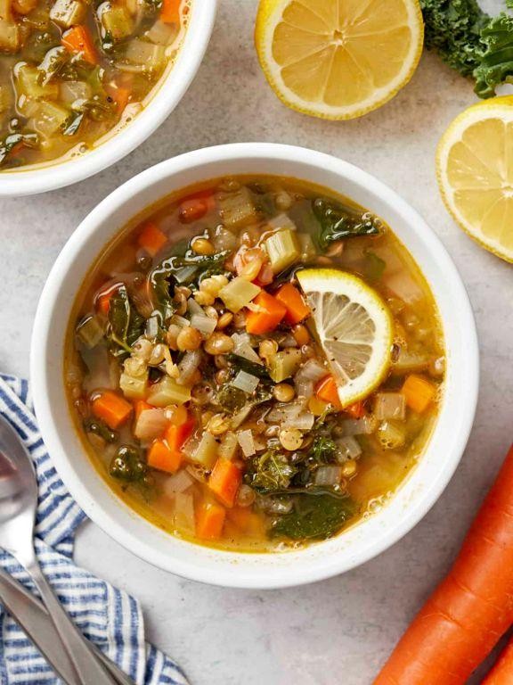 Mediterranean Lentil Soup with Lemon