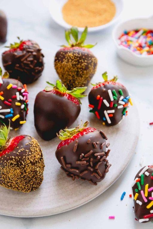 Milk Chocolate Covered Strawberries with Sprinkles