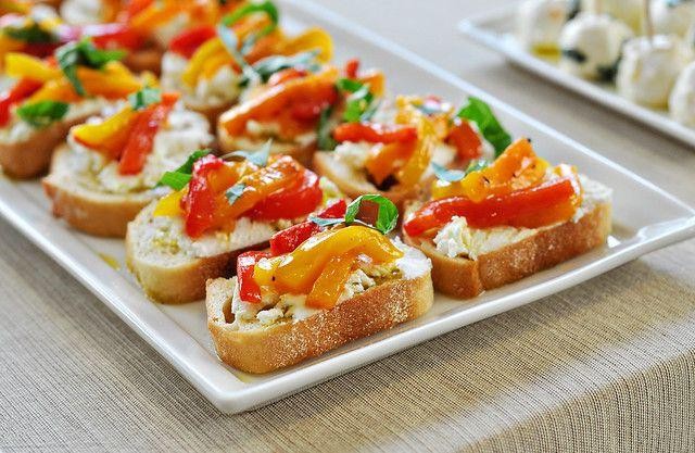 Mini Pepper and Goat Cheese Crostini