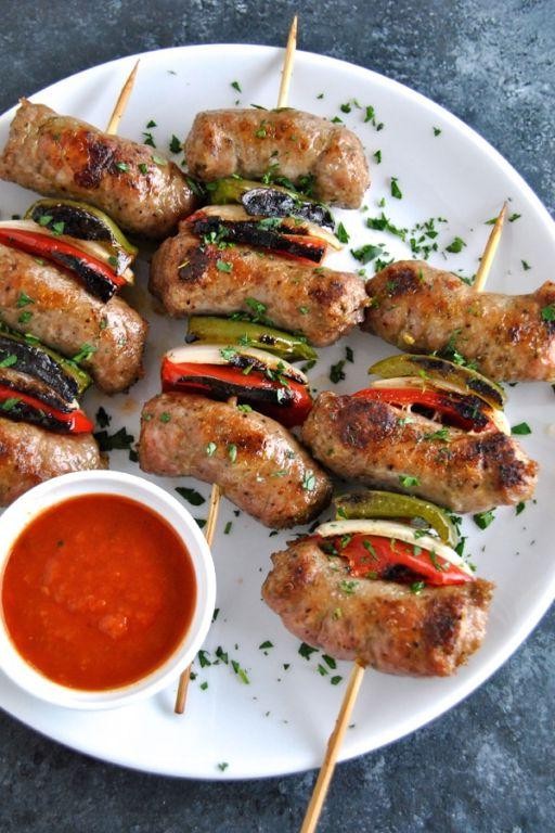 Mini Pepper and Sausage Skewers