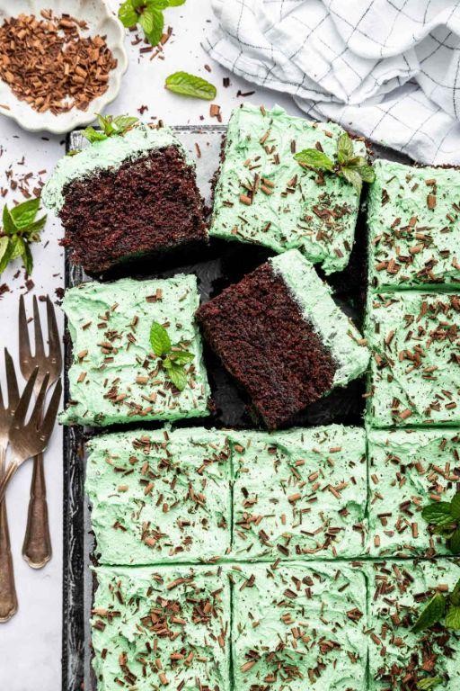 Mint Chocolate Chip Sheet Cake