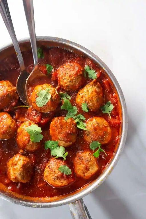 Moroccan Chicken Meatballs in Tomato Sauce