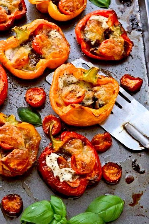 Mozzarella and Olive Stuffed Peppers