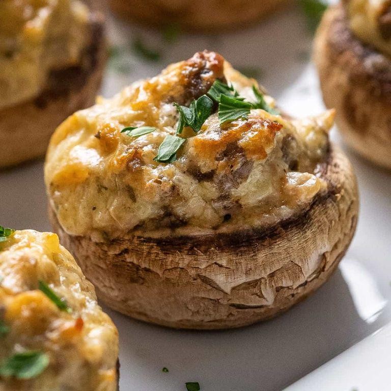 Mozzarella and Sausage Stuffed Mushrooms