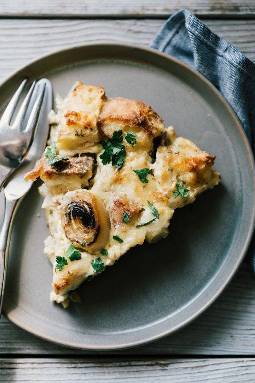 Mushroom and Gruyere Strata