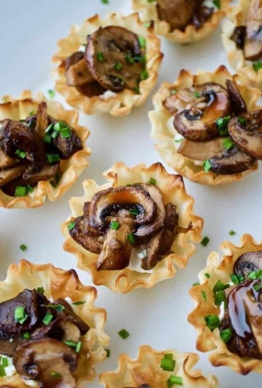 Mushroom and Swiss Phyllo Shells