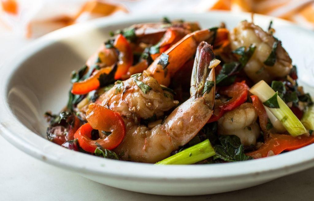 Mustard Greens and Shrimp Stir-Fry