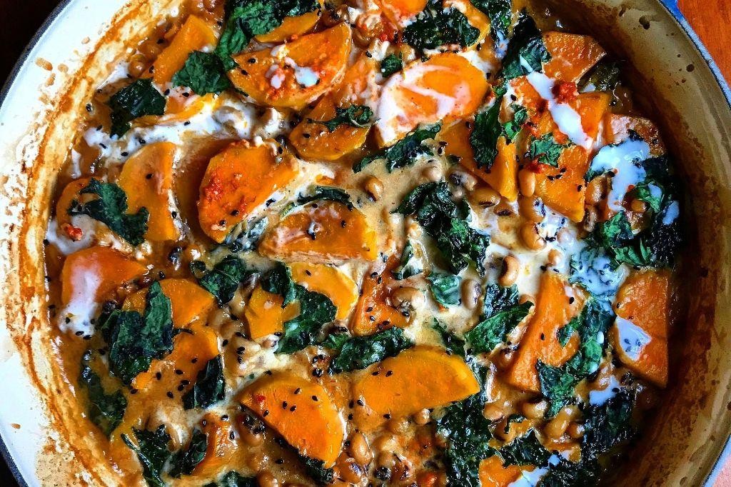 Mustard Greens and Sweet Potato Curry
