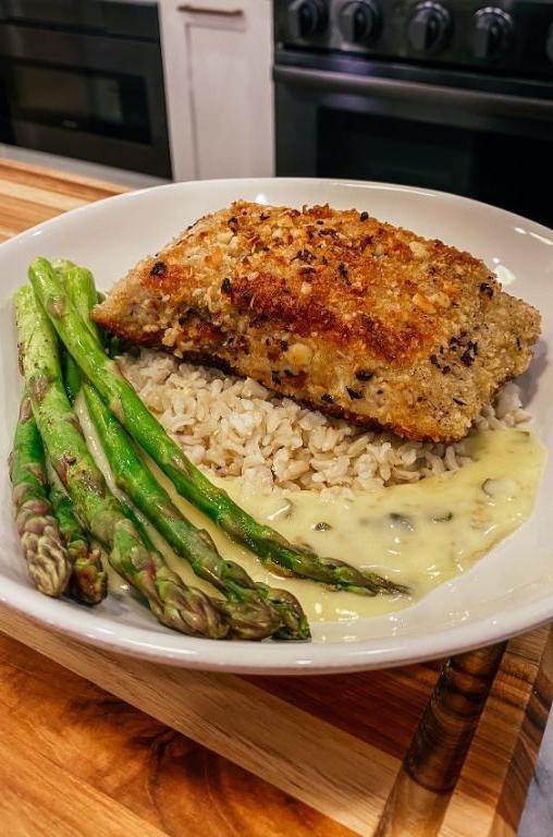 Ono with Coconut Rice and Macadamia Nut Crust