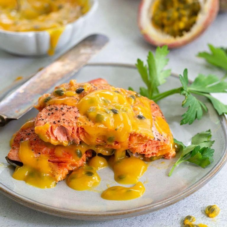 Ono with Passion Fruit Butter Sauce