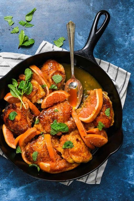 Orange Chicken Thighs with Maple Syrup Glaze
