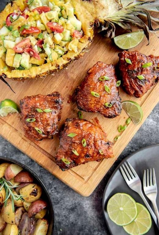 Orange Chicken Thighs with Pineapple Salsa