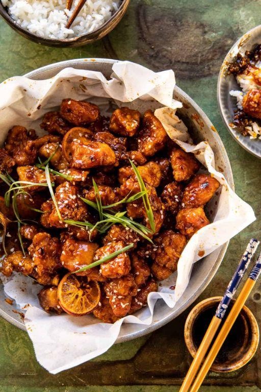 Orange Chicken Thighs with Sesame Seeds