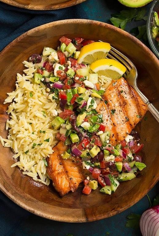 Orzo and Salmon with a Creamy Avocado Dressing