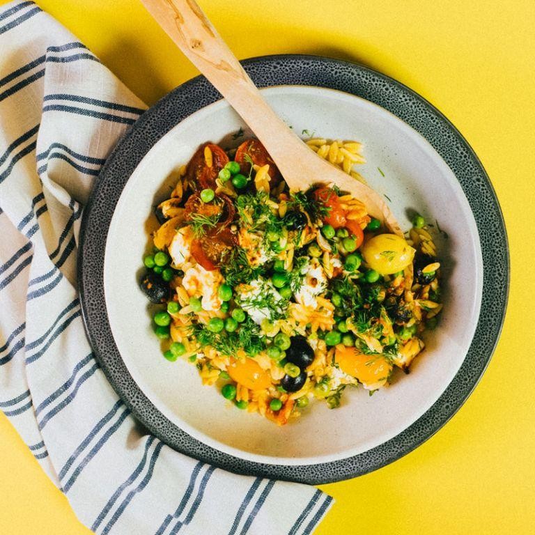 Orzo with Peas, Feta, and Olives