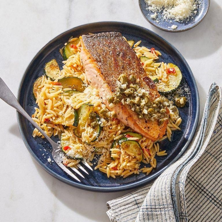 Orzo with Salmon and Capers in a Lemon Butter Sauce