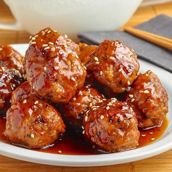 Oven Baked Meatballs with Honey Garlic Sauce