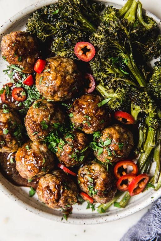 Oven Baked Meatballs with Teriyaki Sauce