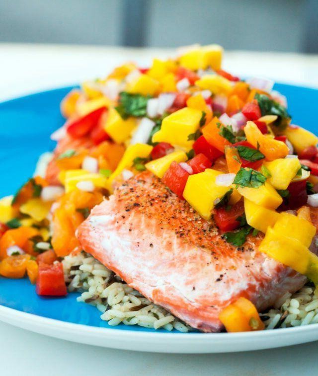 Pan-Seared Alaskan Salmon with Mango Salsa
