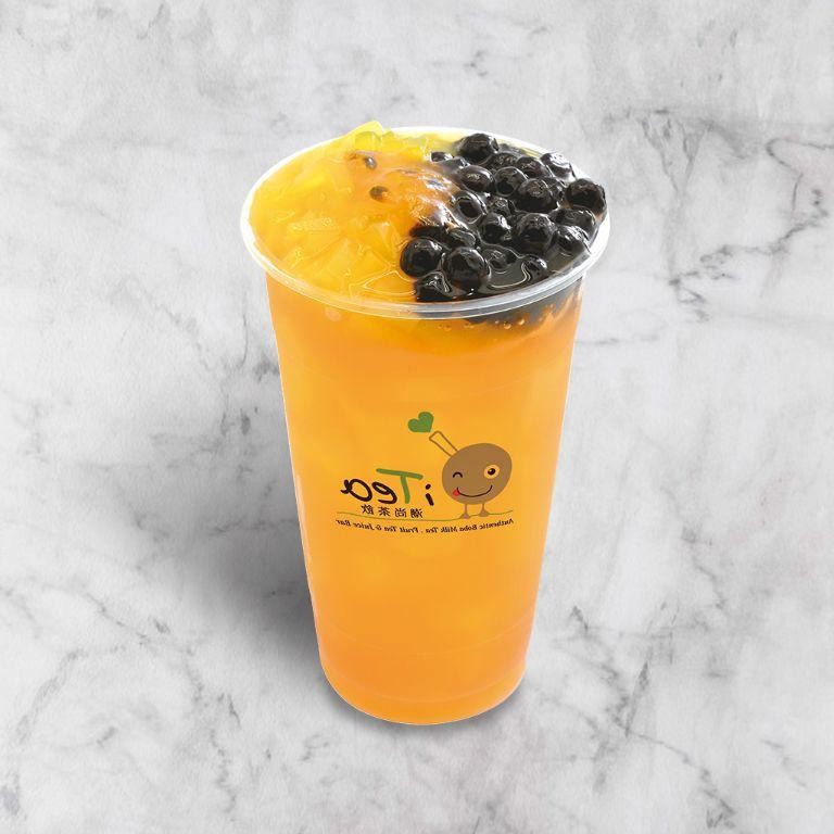 Passion Fruit Green Tea with Boba