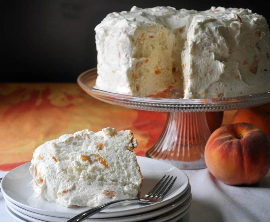 Peaches and Cream Angel Food Cake