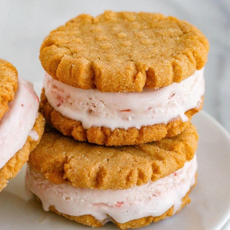 Peanut Butter Cookie Ice Cream Sandwich
