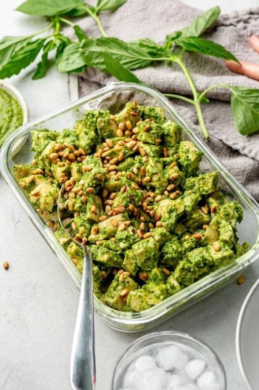 Pesto Chicken Salad with Pine Nuts