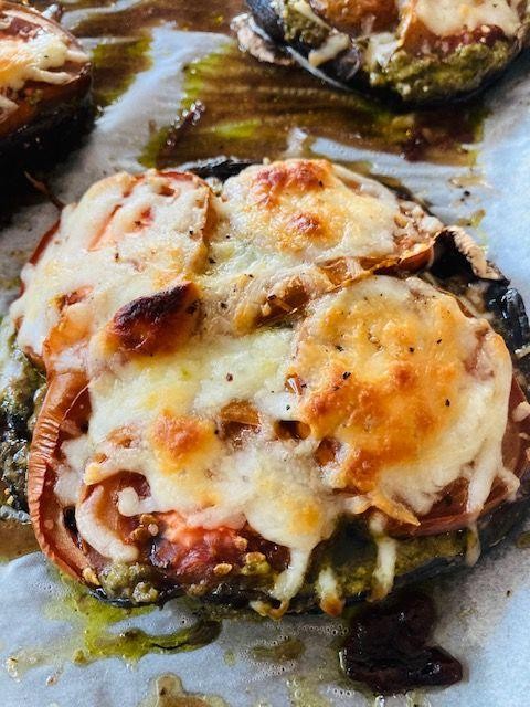 Pesto and Mozzarella Stuffed Mushrooms