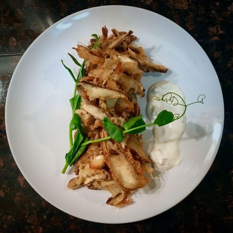Pheasant Back Mushroom and Chicken Alfredo
