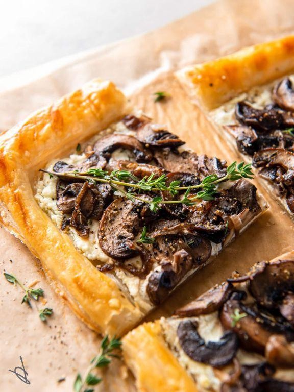 Pheasant Back Mushroom and Goat Cheese Tart