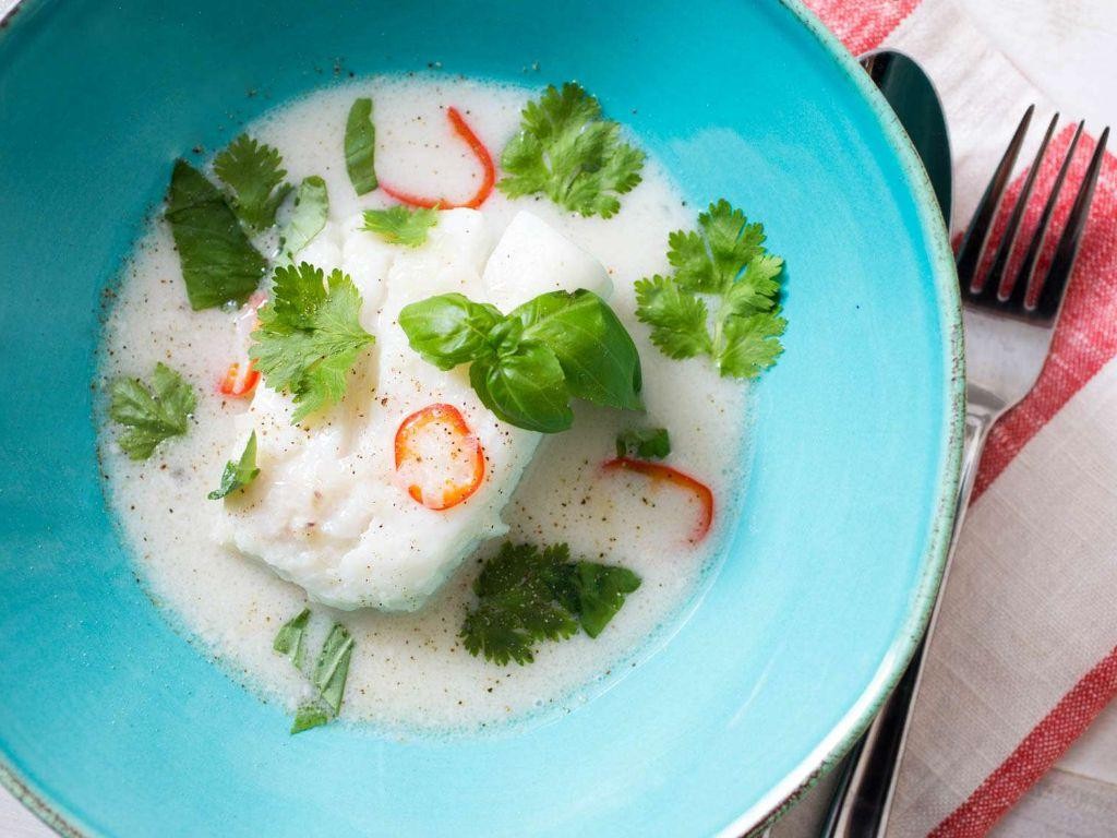 Poached Cod in Coconut Milk with Lemongrass