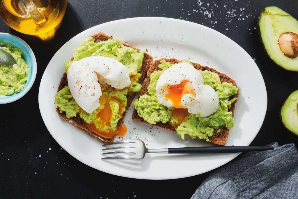 Poached Eggs with Avocado on Whole Grain Toast