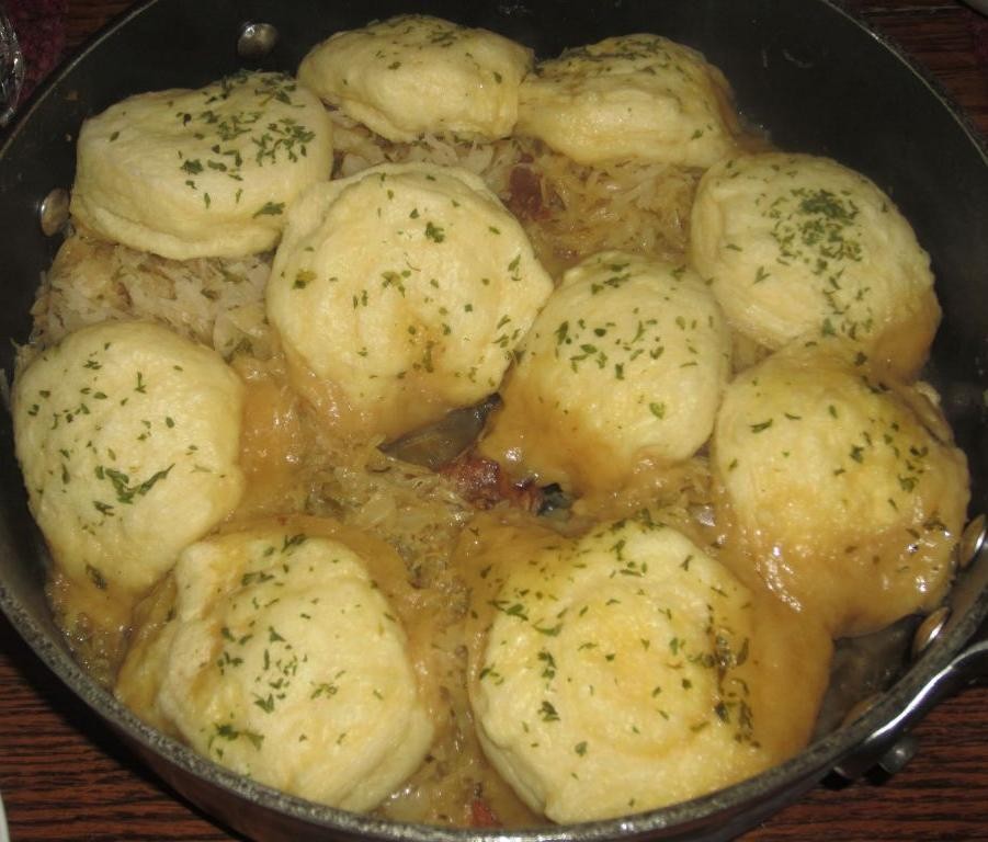 Pork Chop and Sauerkraut with Dumplings
