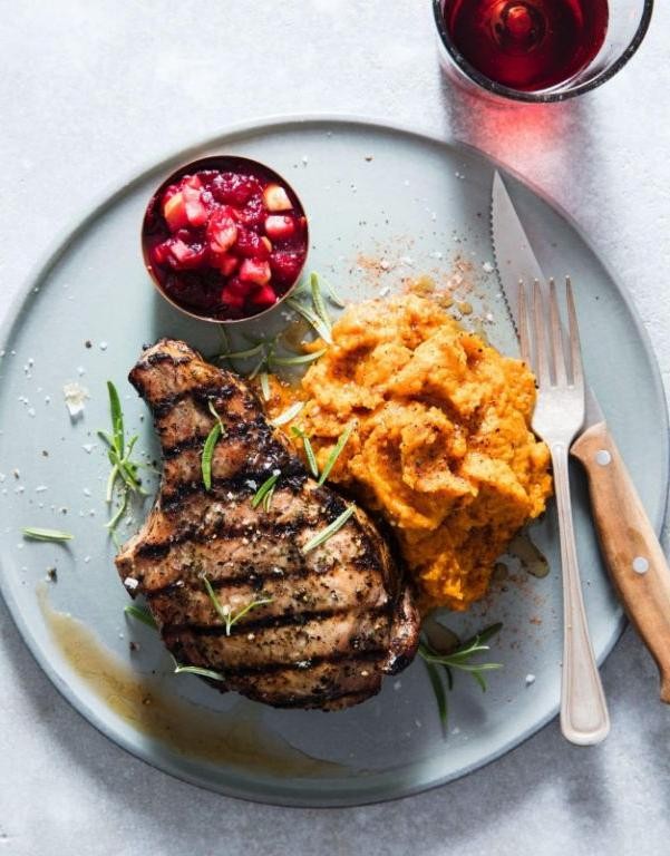 Pork Chops with Sweet Potato Mash