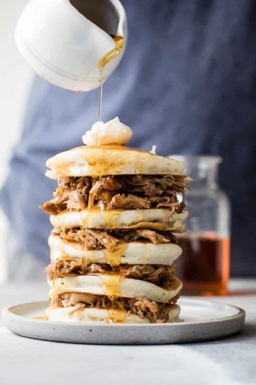 Pork Fat Pancakes with Maple Syrup