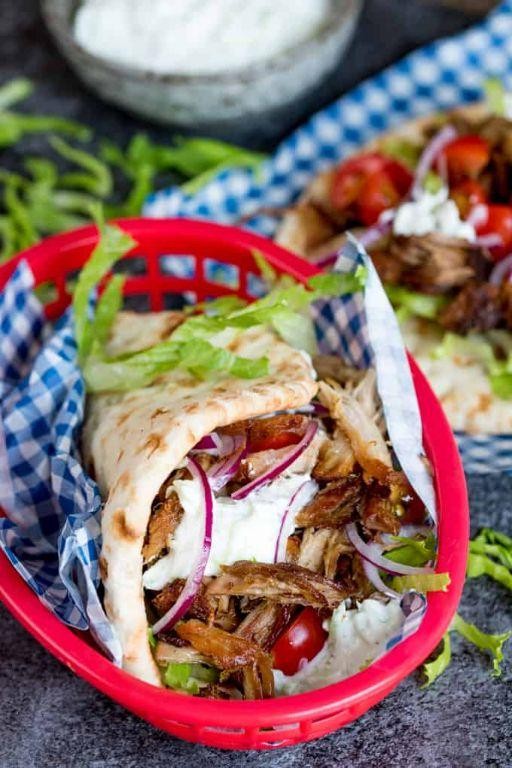 Pork Gyro with Spicy Red Pepper Sauce