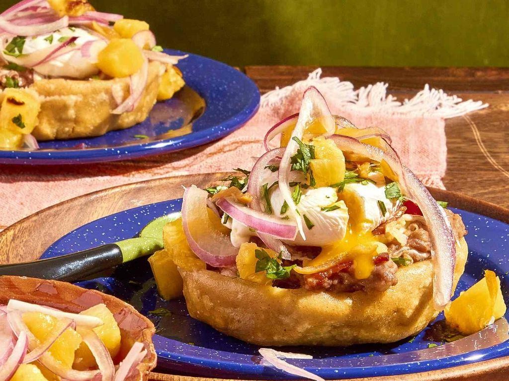 Pork Sopes with Refried Beans
