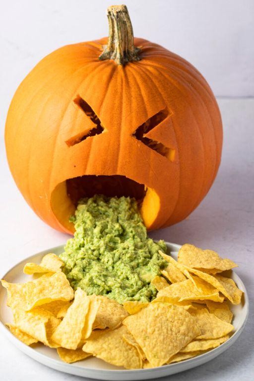 Pumpkin Vomit Dip with Tortilla Chips