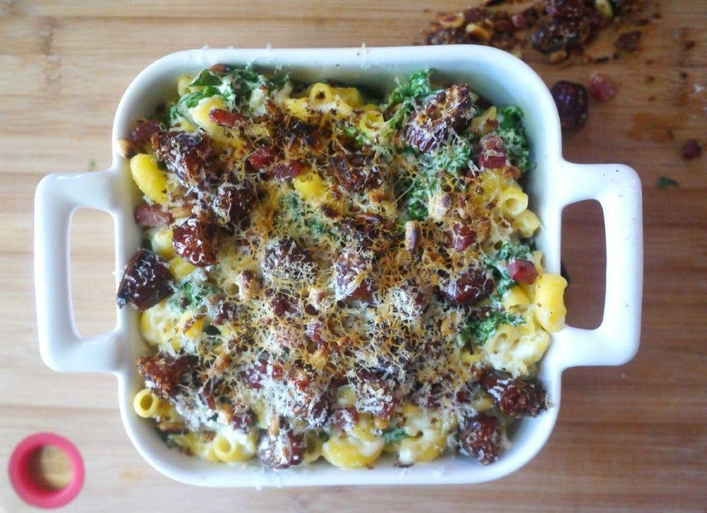 Quinoa and Kale Baked Pasta with Almond Cheese