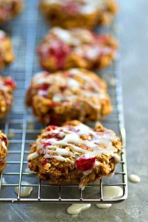 Raspberries and Cream Breakfast Cookies