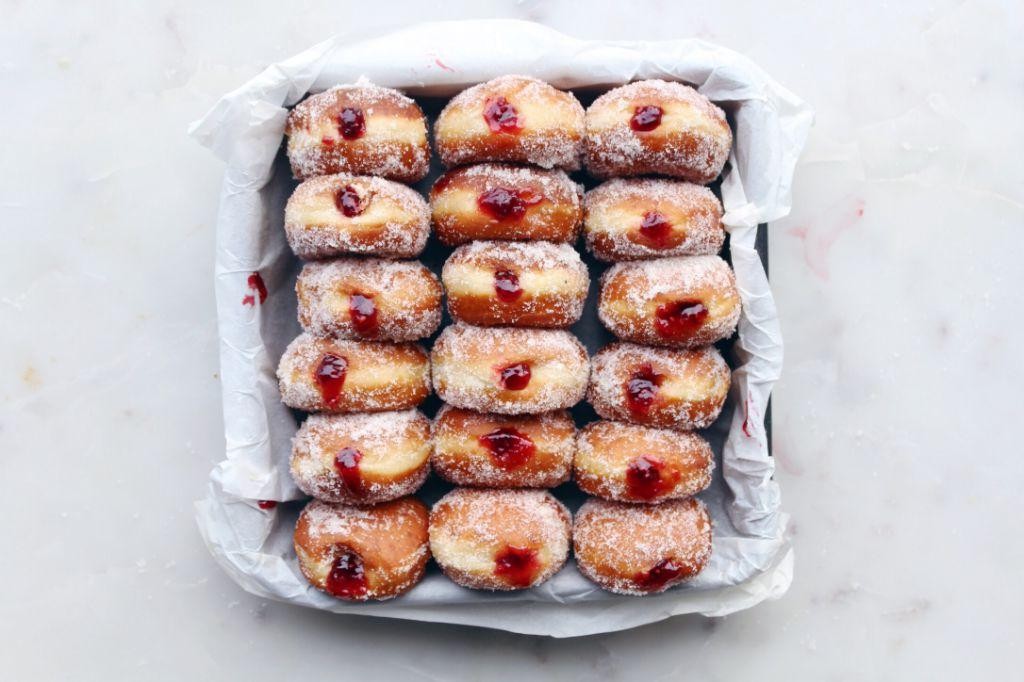 Raspberry Filled Baked Donuts