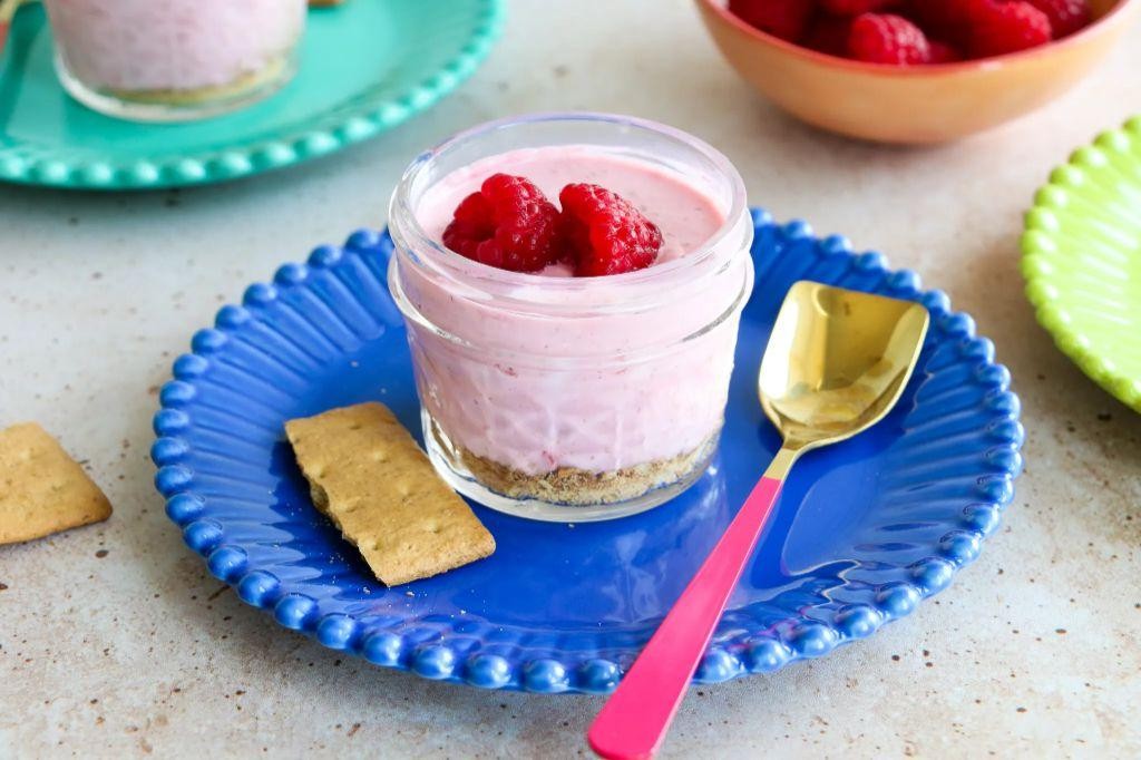 Raspberry Greek Yogurt Protein Cheesecake