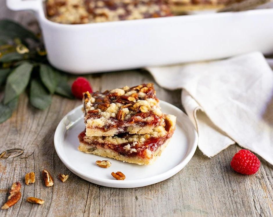 Raspberry Swirl Pecan Bars